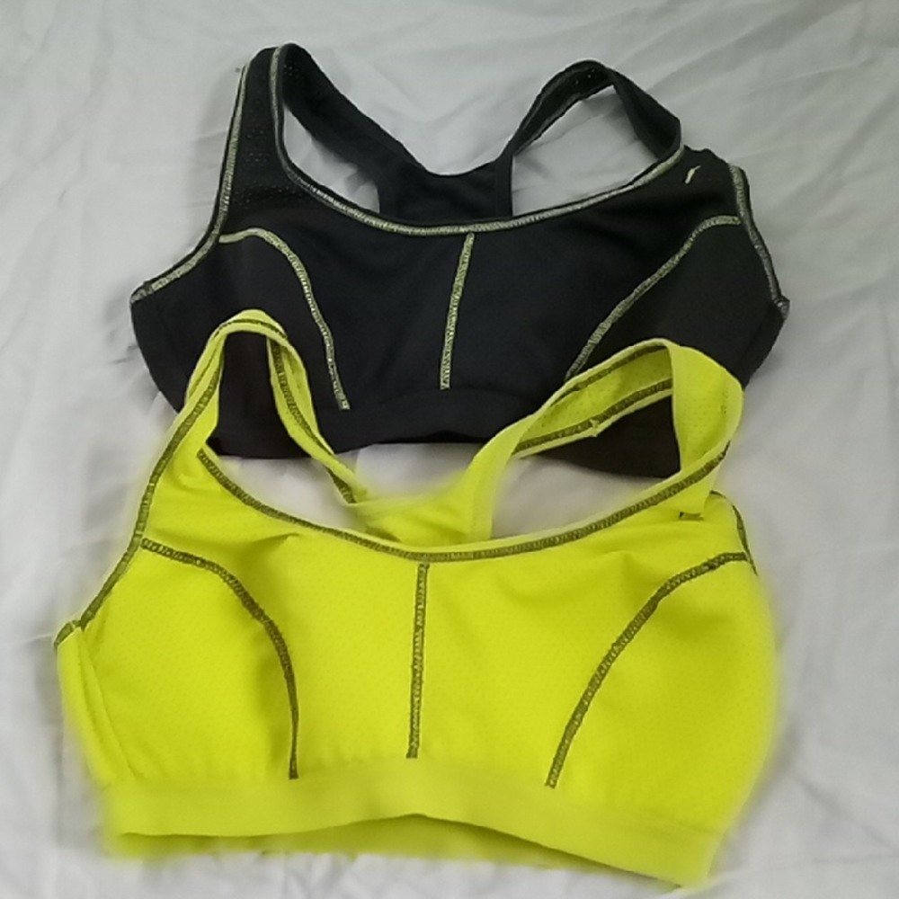 Danskin Black and Neon Yellow Sports Bras